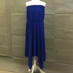 Plus size Royal Blue Strapless asymmetrical dress